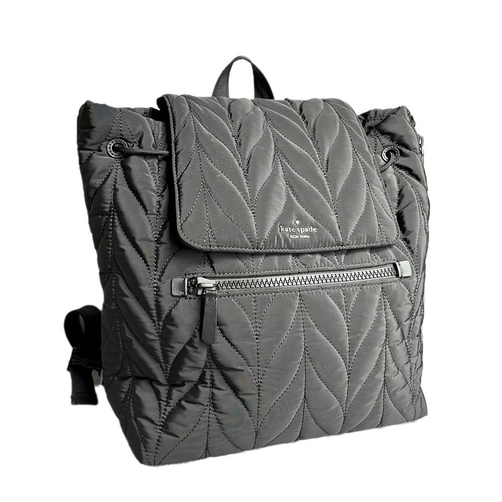 Kate Spade Ellie Large Black Quilted Flap Backpack